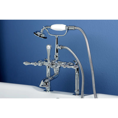 Kingston Chrome Deck Mount Clawfoot Tub Filler Faucet with Hand Shower CC104T1