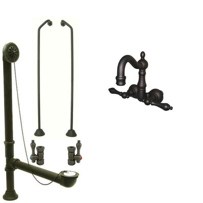 Oil Rubbed Bronze Wall Mount Clawfoot Tub Faucet Package w Drain Supplies Stops CC1071T5system