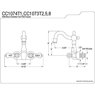 Kingston Brass Oil Rubbed Bronze Wall Mount Clawfoot Tub Faucet CC1073T5