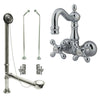 Chrome Wall Mount Clawfoot Tub Faucet Package w Drain Supplies Stops CC1078T1system