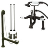 Oil Rubbed Bronze Deck Mount Clawfoot Tub Faucet Package w Drain Supplies Stops CC107T5system