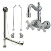 Chrome Wall Mount Clawfoot Tub Faucet Package w Drain Supplies Stops CC1080T1system