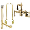 Polished Brass Wall Mount Clawfoot Tub Faucet Package w Drain Supplies Stops CC1081T2system