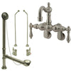 Satin Nickel Wall Mount Clawfoot Tub Faucet Package w Drain Supplies Stops CC1081T8system