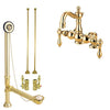 Polished Brass Deck Mount Clawfoot Tub Faucet Package w Drain Supplies Stops CC1091T2system