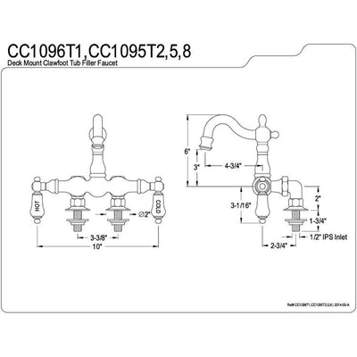 Kingston Brass Polished Brass Deck Mount Clawfoot Tub Faucet CC1095T2