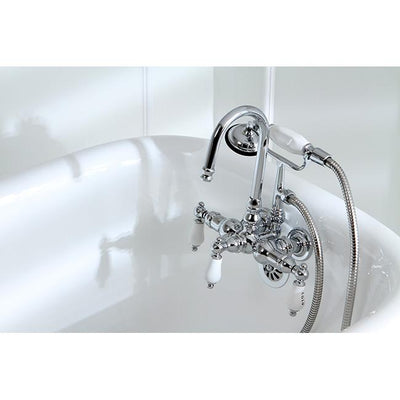 Kingston Chrome Wall Mount Clawfoot Tub Filler Faucet with Hand Shower CC10T1