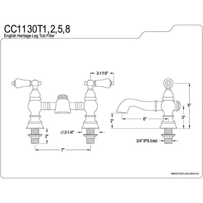 Kingston Brass Chrome Deck Mount Clawfoot Tub Faucet CC1130T1