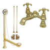 Polished Brass Deck Mount Clawfoot Tub Faucet Package w Drain Supplies Stops CC1134T2system