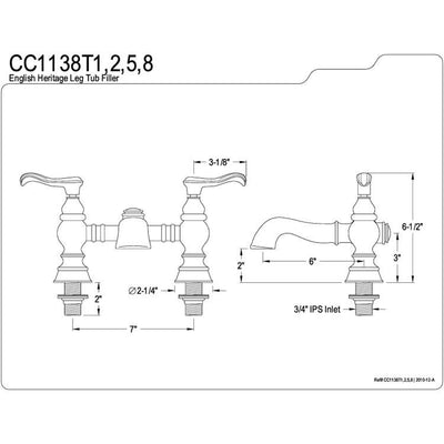 Kingston Brass Chrome Deck Mount Clawfoot Tub Faucet CC1138T1