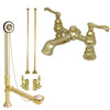 Polished Brass Deck Mount Clawfoot Tub Faucet Package w Drain Supplies Stops CC1138T2system