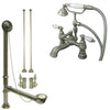 Satin Nickel Deck Mount Clawfoot Tub Faucet w hand shower w Drain Supplies Stops CC1154T8system