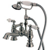 Kingston Satin Nickel Deck Mount Clawfoot Tub Faucet w hand shower CC1156T8