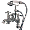 Kingston Satin Nickel Deck Mount Clawfoot Tub Faucet w hand shower CC1158T8