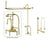 Polished Brass Clawfoot Tub Faucet Shower Kit with Enclosure Curtain Rod 11T2CTS