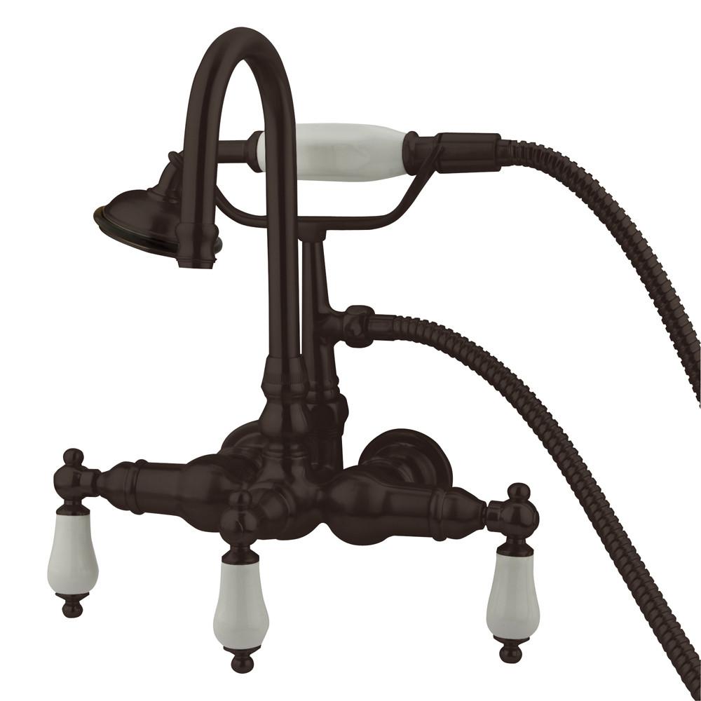 Kingston Oil Rubbed Bronze Wall Mount Clawfoot Tub Faucet w Hand Shower CC11T5