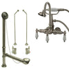 Satin Nickel Wall Mount Clawfoot Tub Faucet w hand shower w Drain Supplies Stops CC11T8system