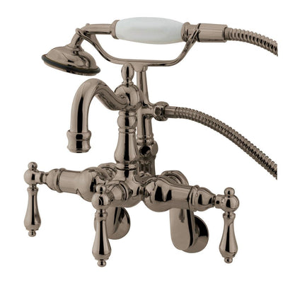 Kingston Satin Nickel Wall Mount Clawfoot Tub Faucet w hand shower CC1301T8