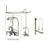 Satin Nickel Clawfoot Tub Faucet Shower Kit with Enclosure Curtain Rod 1303T8CTS