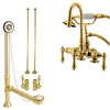 Polished Brass Deck Mount Clawfoot Tub Faucet w hand shower Drain Supplies Stops CC13T2system