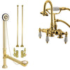 Polished Brass Deck Mount Clawfoot Tub Faucet w hand shower Drain Supplies Stops CC17T2system