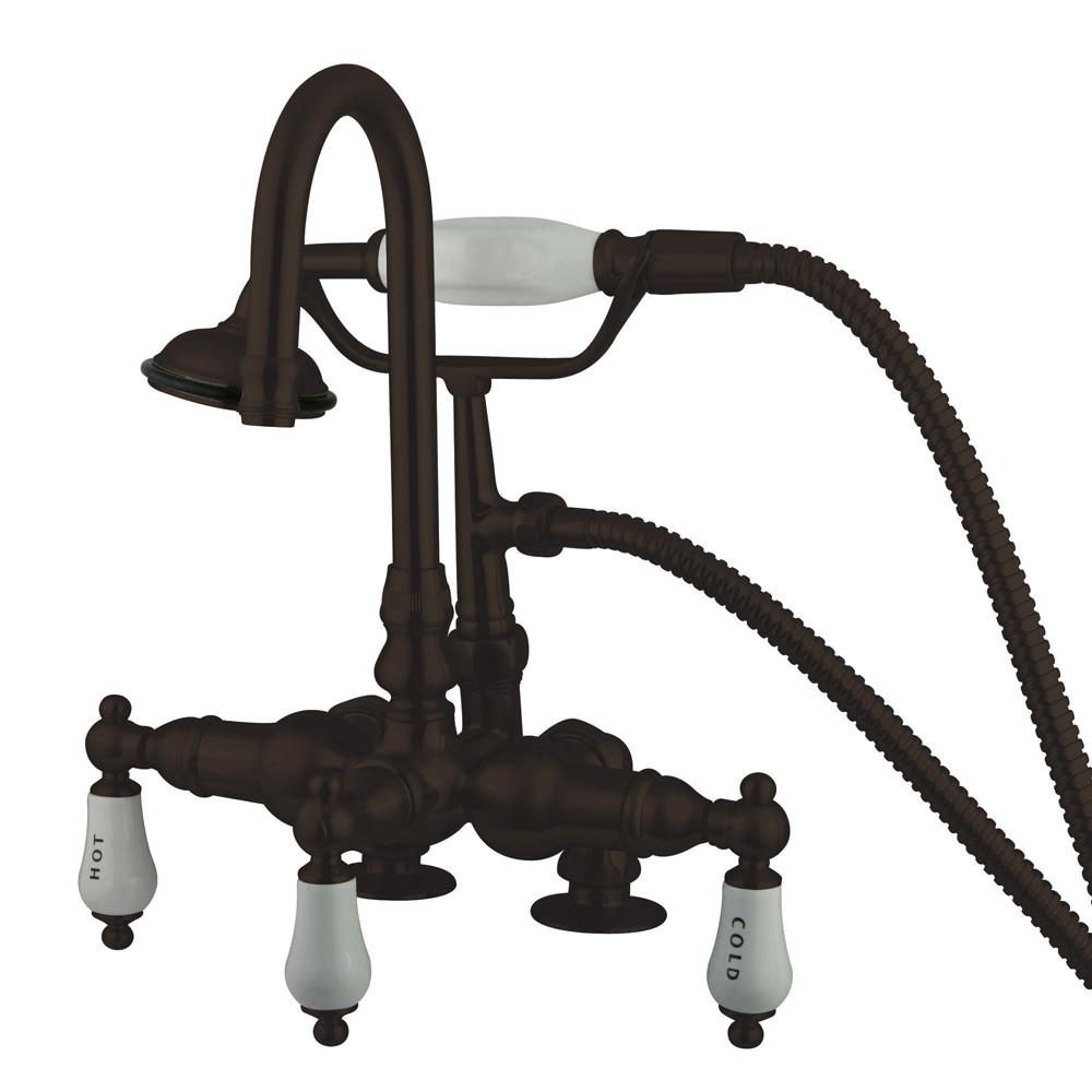 Kingston Oil Rubbed Bronze Deck Mount Clawfoot Tub Faucet w hand shower CC17T5