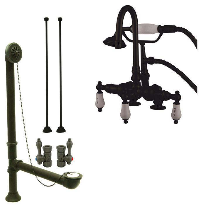 Oil Rubbed Bronze Deck Mount Clawfoot Tub Faucet w hand shower System Package CC17T5system