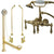 Polished Brass Wall Mount Clawfoot Tub Faucet Package w Drain Supplies Stops CC19T2system