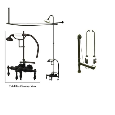 Oil Rubbed Bronze Clawfoot Tub Faucet Shower Kit with Enclosure Curtain Rod 19T5CTS