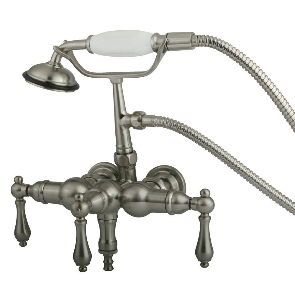 Kingston Brass Satin Nickel Wall Mount Clawfoot Tub Faucet w hand shower CC19T8