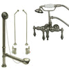 Satin Nickel Wall Mount Clawfoot Tub Faucet w hand shower w Drain Supplies Stops CC19T8system