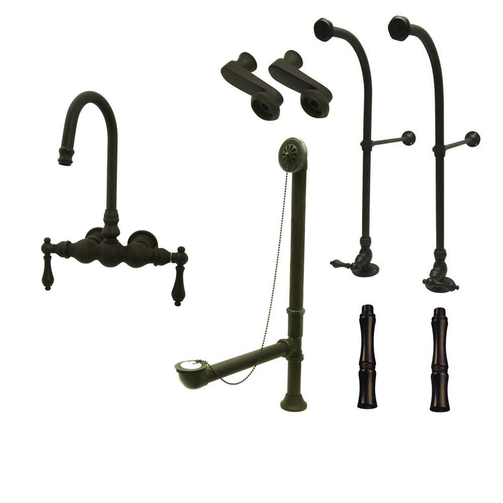 Freestanding Floor Mount Oil Rubbed Bronze Metal Lever Handle Clawfoot Tub Filler Faucet Package 1T5FSP