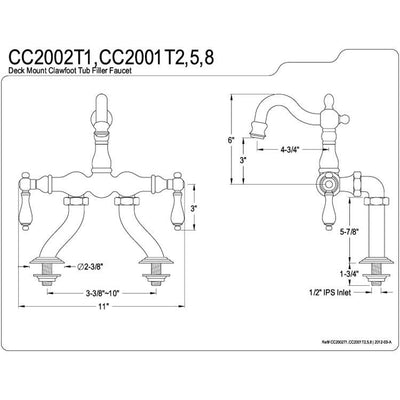 Kingston Brass Satin Nickel Deck Mount Clawfoot Tub Faucet CC2001T8