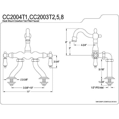 Kingston Brass Polished Brass Deck Mount Clawfoot Tub Faucet CC2003T2