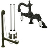 Oil Rubbed Bronze Deck Mount Clawfoot Tub Faucet Package w Drain Supplies Stops CC2003T5system