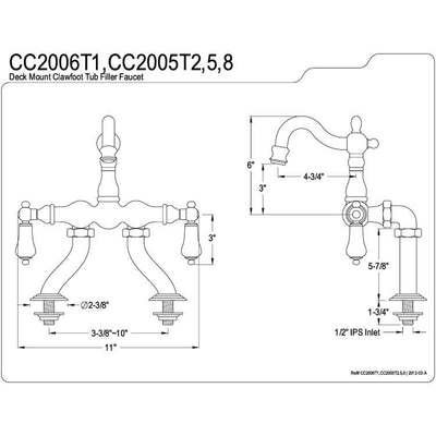 Kingston Brass Polished Brass Deck Mount Clawfoot Tub Faucet CC2005T2