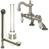 Satin Nickel Deck Mount Clawfoot Tub Faucet Package w Drain Supplies Stops CC2005T8system