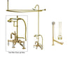 Polished Brass Clawfoot Tub Faucet Shower Kit with Enclosure Curtain Rod 2009T2CTS