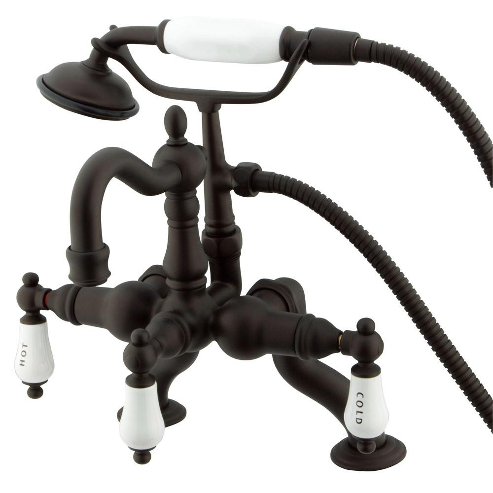 Kingston Oil Rubbed Bronze Deck Mount Clawfoot Tub Faucet w hand shower CC2009T5