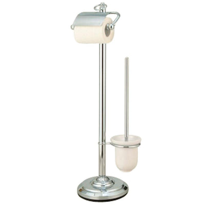 Kingston Brass Chrome pedestal freestanding Toilet Paper and Brush Holder CC2011