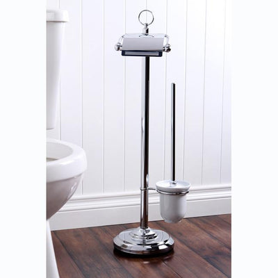 Kingston Brass Chrome pedestal freestanding Toilet Paper and Brush Holder CC2011