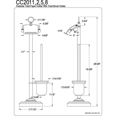 Kingston Brass Chrome pedestal freestanding Toilet Paper and Brush Holder CC2011