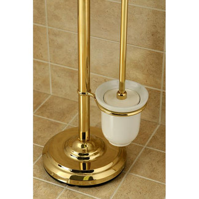 Kingston Polished Brass pedestal freestanding Toilet Paper & Brush Holder CC2012