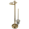 Kingston Polished Brass pedestal freestanding Toilet Paper & Brush Holder CC2012