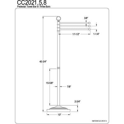 Kingston Brass Chrome pedestal freestanding Tower Rack with Three Bars CC2021