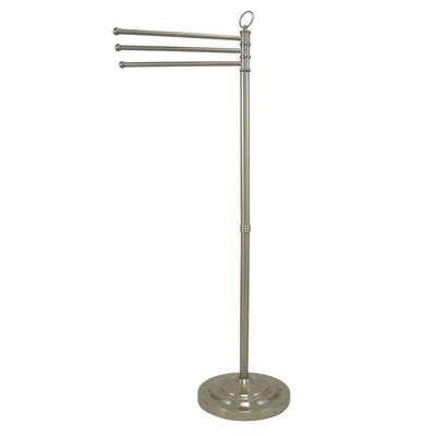 Kingston Satin Nickel pedestal freestanding Tower Rack with Three Bars CC2028