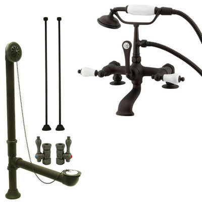 Oil Rubbed Bronze Deck Mount Clawfoot Tub Faucet w hand shower System Package CC205T5system