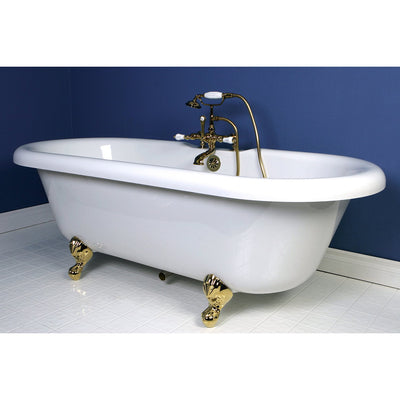 Kingston Polished Brass Deck Mount Clawfoot Tub Faucet w hand shower CC207T2