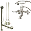 Satin Nickel Deck Mount Clawfoot Tub Faucet w hand shower w Drain Supplies Stops CC207T8system