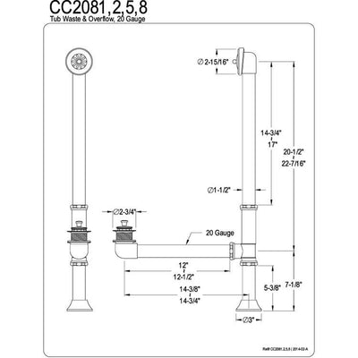 Kingston Brass Chrome Clawfoot Tub Waste and Overflow Drain CC2081